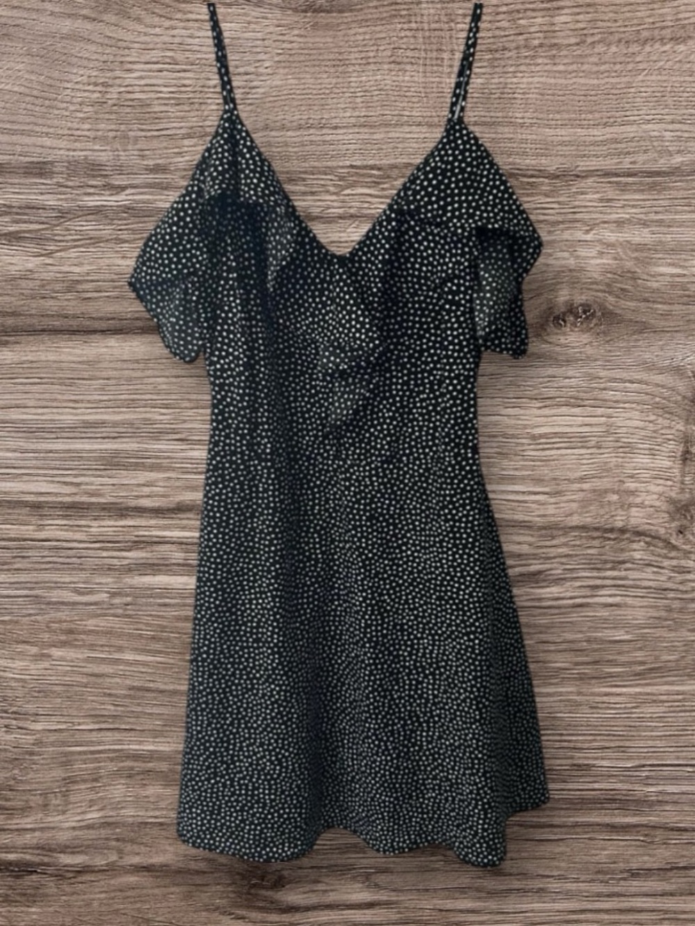 Black Speckle Cold-Shoulder Mini Dress